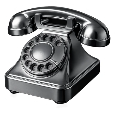 a vintage rotary phone, all chrome, shiny metallic, chrome style, highly reflective, gleaming sticker