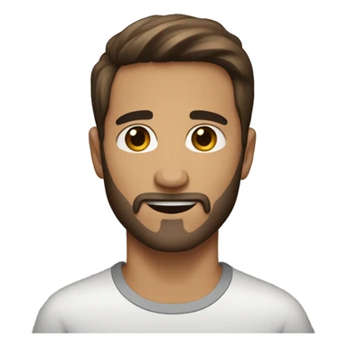 I want a man bit with a short brown hair and brown eyes with a little beard and without beard on the chin sticker