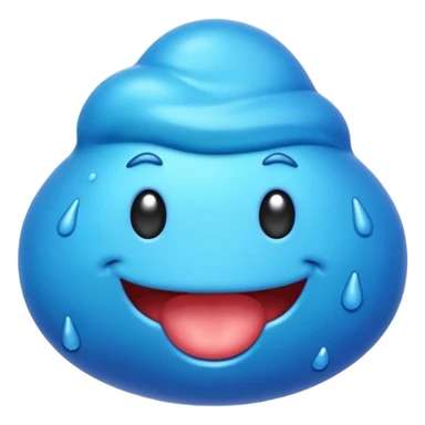 emoji con una textura irregular como un slime y con diferentes tonos de azul sticker