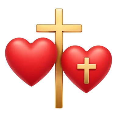 Two red hearts united by a gold cross  sticker