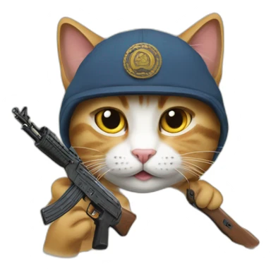 cat with an AK-47 sticker