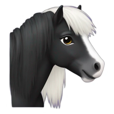 black shetland pony with small white flech on shoulder sticker