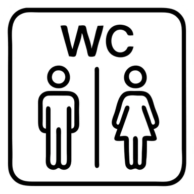 wc sign man & lady with "wc" written and with a box around it sticker