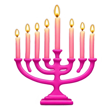 Pink menorah that has 8 candles  sticker