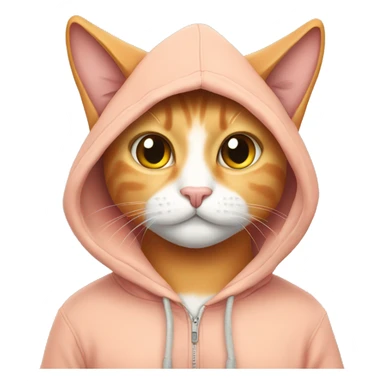 peach cat wearing hoodie sticker