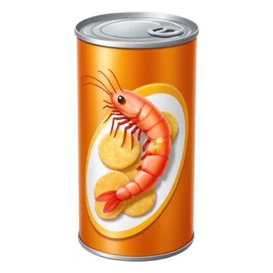 Shrimp with a Pringle can sticker