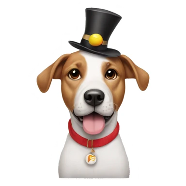 Dog wearing a funny hat balancing on a ball sticker