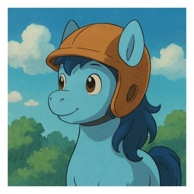 blue pony in a helmet sticker
