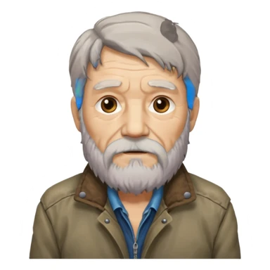 long bearded elderly with old jacket sticker