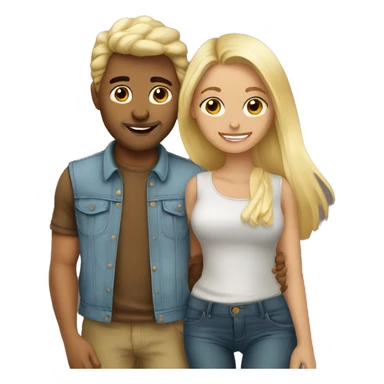 couple bisous blonde et brun sticker