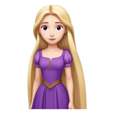 Rapunzel from hips up, purple dress, very long blonde hair, minimal style but clearly recognizable sticker