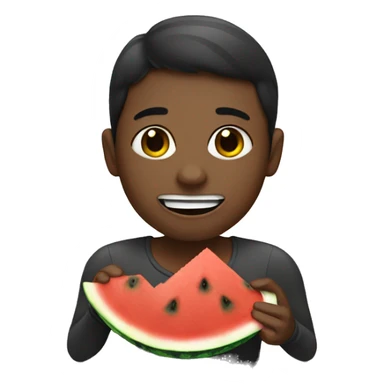 Dark toned person eating watermelon  sticker