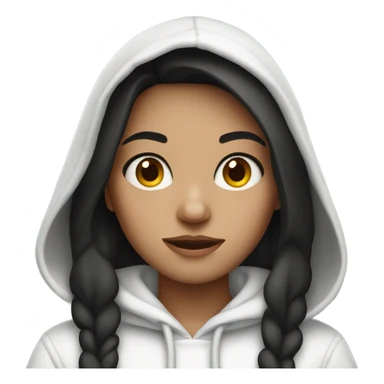 Dark haired girl in a white hoodie  sticker