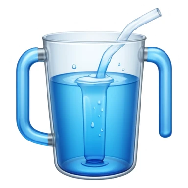 A large clear glass mug with a bright blue liquid inside. Mug had no curve to it, up and down with ridges. Similar to a beer mug. For a drink called a trashcan. Not a pitcher with a spout. Make the mug thicker and white/clear, not blue sticker