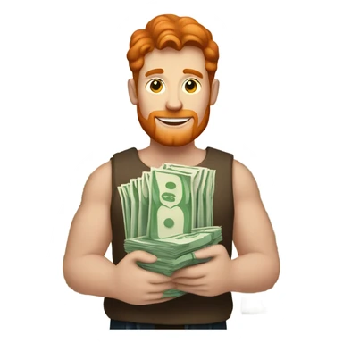 Red haired man with money  sticker