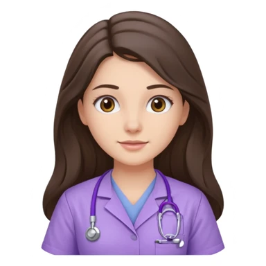 pretty brunette nurse with long hair in lilac scrubs sticker