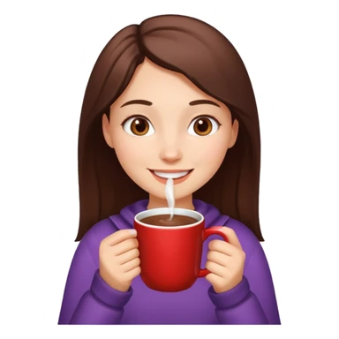 Winter girl drinks chocolate sticker