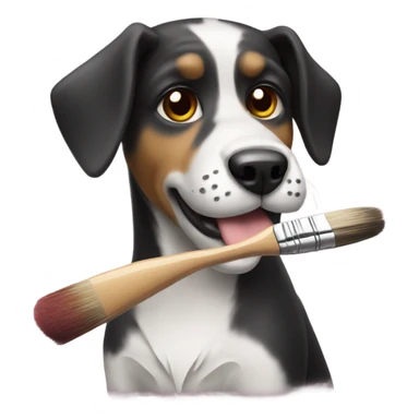 Dog with a paint brush sticker