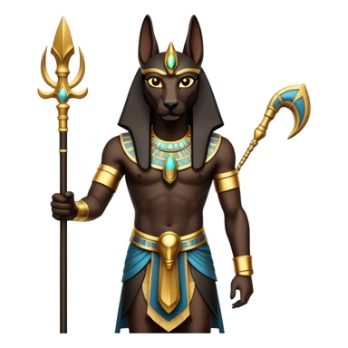 Anubis standing holding a staff sticker