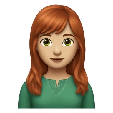 Girl with auburn hair, green eyes and curtain bangs  sticker