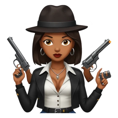 A sexy black female gangster with a gun sticker