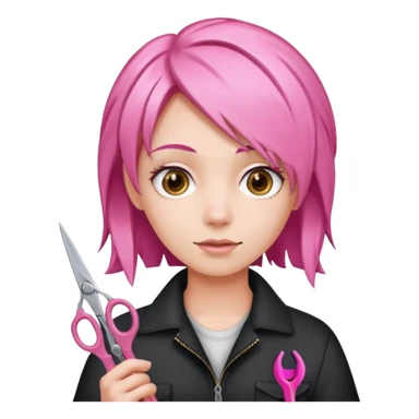 Pink hair scissor sticker