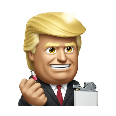 donald trump with a lighter sticker