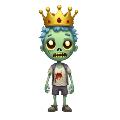 a cartoon zombie with a crown on its head,full body sticker