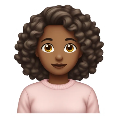 Girl with dark brown wavy curlyish hair wearing a light pink sweater sticker