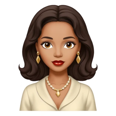 Dorothy Dandridge with long dark brown hair, ivory outfit sticker