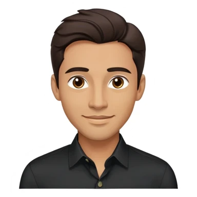 Attractive man in his 40s with youthful appearance, light brown skin, elongated face, defined jawline, handsome features, medium dark eyes, arched eyebrows, straight nose, confident smile, medium wavy dark hair, wearing a formal black button-up shirt sticker