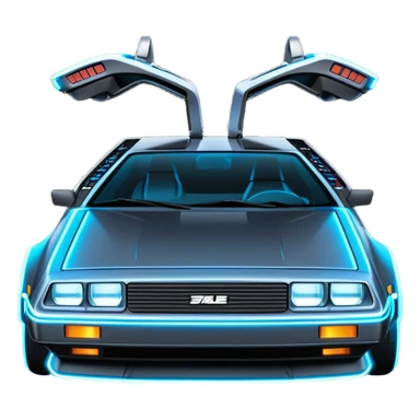 DeLorean car from Back to the Future with a Tron movie feel sticker