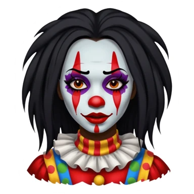 palhacinha sangrenta assassina pele negra de cabelo preto liso e longo  sticker