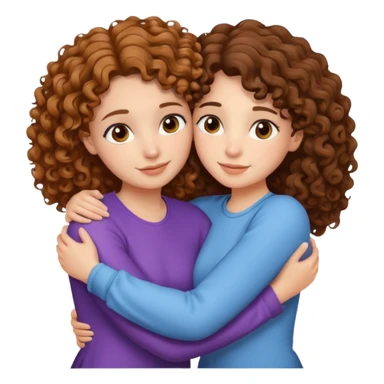 duas meninas lindas uma de cabelo encaracolado e a outra de cabelo castanho, a darem um abraço de amizade sticker