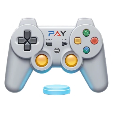 Clash of Clans aesthetic: Cinematic Playful PlayStation 1 Console Portrait Emoji, rendered in a 3D vector-style similar to standard emojis with minimal shading and bold, simplified shapes. A compact, distinct form with signature details, softly glowing with a cutting-edge console technology charm. Simplified yet unmistakably iconic, highly detailed and consistent, glowing with a soft radiance and high shine. Stylized with a touch of technological advancement and a soft glowing outline, capturing the essence of a beloved gaming relic with a friendly, playful manner! sticker