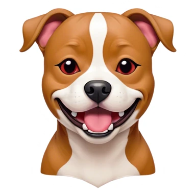 Cinematic Comical Red/Fawn Staffordshire Bull Terrier Portrait Emoji, Head tilted dramatically with an exaggeratedly amused expression, featuring a striking red/fawn Fur with bold white accents, wide, expressive dark eyes filled with playful disbelief, Simplified yet hilariously expressive features, highly detailed, glowing with a slightly sassy glow, high shine, dramatic yet playful, stylized with an air of cheeky mischief, bright and endearing, soft glowing outline, capturing the essence of a spirited and over-the-top guardian, so meme-worthy it feels like it could side-eye its way into internet fame instantly! sticker