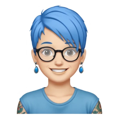 Tattooed & Blue Haired with glasse sticker