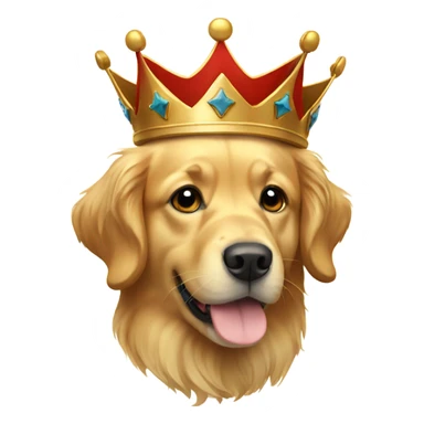 Golden retriever emoji with a crown sticker