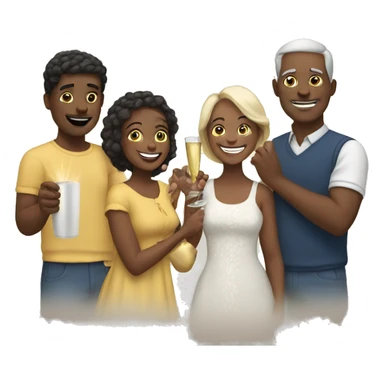 white family celebrate new year sticker