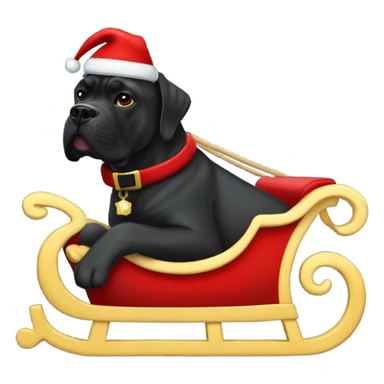Cane Corso in a sleigh and Santa Claus outfit with JJC monogram. sticker