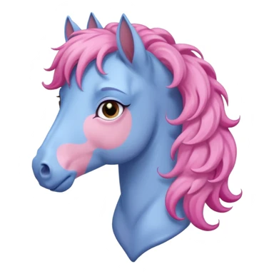  horse with curly and blue pink hair front angel  sticker