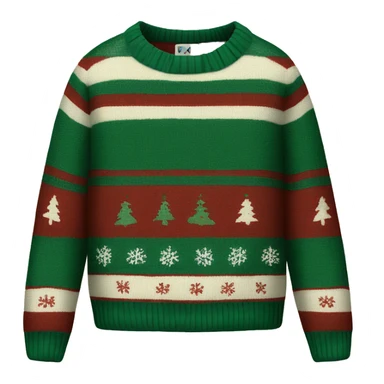 christmas sweater with dark green, dark red, and off-white stripes  sticker