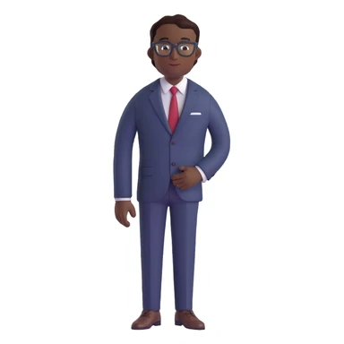 A dark-skinned man in a suit with glasses, full-length sticker
