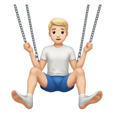 A guy swinging his legs with his hands on his chin sticker