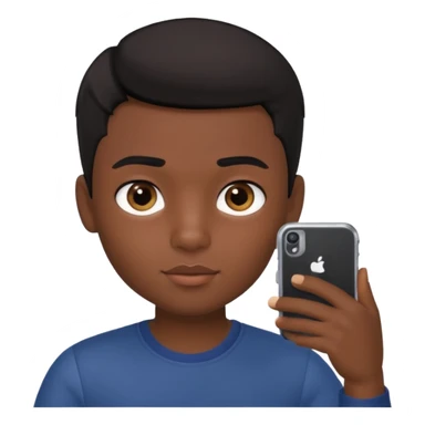 generate a pretty bratz dark skinned boy with short black hair taking a selfie sticker