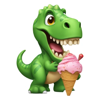 a dinosaur holding an ice cream sticker