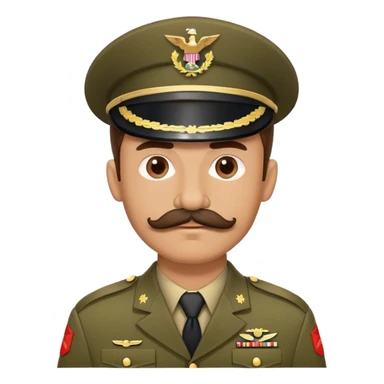 Army soldier with bushy mustache in uniform sticker