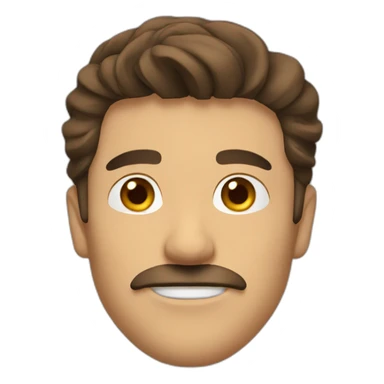 man with brown hair comped sideways and a small mustache zorro sticker