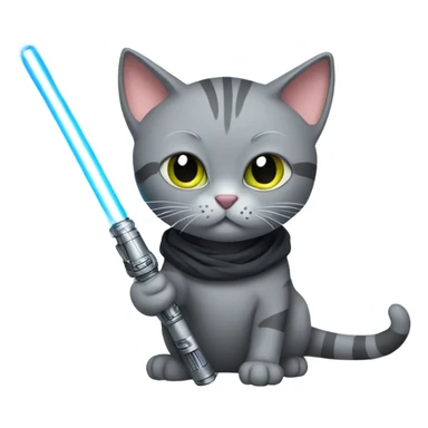 Grey cat with lightsaber sticker