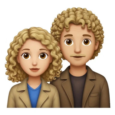 couple male dirty blonde hair female curly dark brown hair sticker